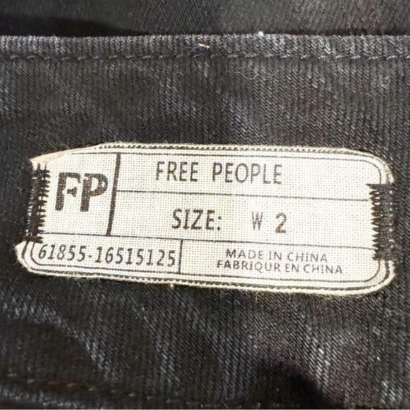 Free People | Black Denim A-Line Mini Skirt, High Waist, Back Zip Entry Sz. 2 - Picture 7 of 8